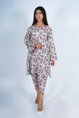 Hasati Tulip Shalwar with A-Line Frock and Lace