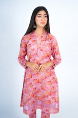 Hasati Pink Suit with Organza