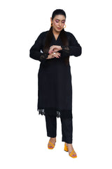 Hasati Black Suit with Big Lace Design on Arms and Shirt Ending