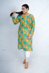 Hasati kurti with Mustard and Green Colors