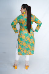 Hasati kurti with Mustard and Green Colors