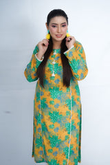 Hasati kurti with Mustard and Green Colors