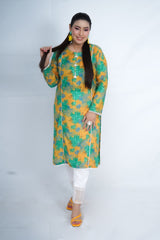 Hasati kurti with Mustard and Green Colors