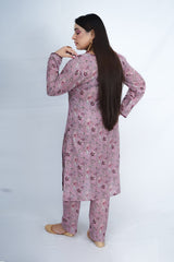 Hasati Printed Suit with Beautiful Design, Flowers, and Lace Accents