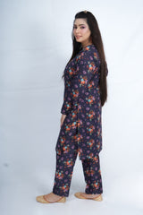 Hasati Printed Suit with Beautiful Design, Flowers, and Lace