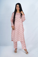 Hasati Light Pink Suit with Dark Pink Flowers and Laces