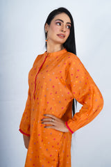 Hasati Orange Color Suit with Small Flowers and Laces