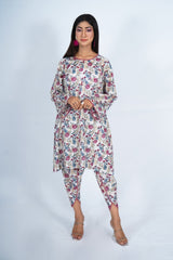 Hasati Tulip Shalwar with A-Line Frock and Lace